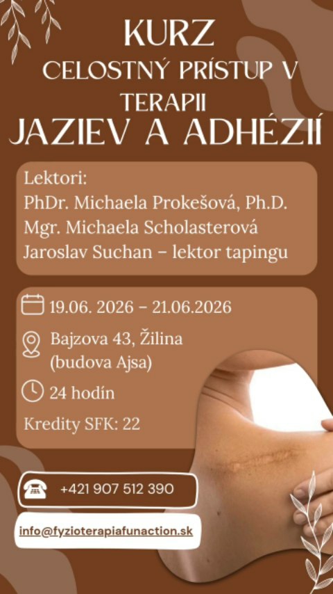 Chceli by ste sa venovať jazvám vo vašej praxi ?
Viete aké sú aktuálne postupy a overené informácie?
Viete ako ovplyvniť zrasty (adhézie) v praxi?
Pre veľký záujem opäť otvárame kurz zameraný na diagnostiku a terapiu jaziev z pohľadu integračnej fyzioterapie. Naučíte sa pracovať s jazvou v súvislostiach – prepojenie neurológie, biomechaniky a psychiky v praxi.
Jazva a adhézie nie sú estetický problém – je to hlavne aktívne tkanivo, ktoré ovplyvňuje celé telo a tak ich treba aj riešiť-komplexne.
Počet miest je limitovaný, preto si svoje miesto rezervujte včas.
Viac o kurze tu: https://fyzioterapiafunaction.sk/celostny-pristup-v.../
#terapiajaziev #jazvy #fyzioterapia #vzdelavanie #kurzpreodbornikov
